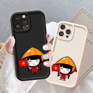 Vietnamese Girl Holding a Flag in a High Edge Mattress Hat for Redmi 14C 13 Note 14 13 12 Pro Poco X