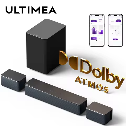 ULTIMEA Poseidon D60 Soundbar 5.1 Channel Home Theater with Dolby Atmos, Wireless Subwoofer, Rear Su