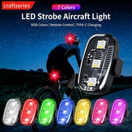 CRAFTSERIES 3SMD LED Aircraft Light USB Rechargeable with 8 Colors Remote Strobe Warning Lamp for Ca