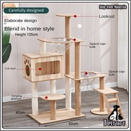 ♙Premium Large Cat Tree House Wood Cat Condo Bed Scratcher House Cat Tower Hammock Cat Climbing Cat Scratcher House❣