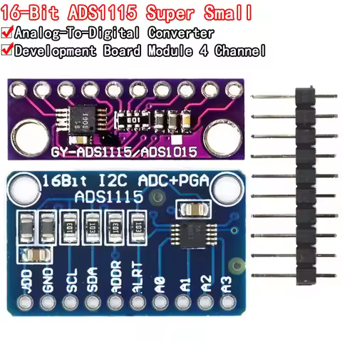 ADS1115 16 Bit I2C Module Precision ADC 4 Channel Development Board Pro Gain Amplifier 2.0V to 5.5V 