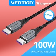 Vention PD 100W Type C Cable 5A USB3.1 USB C to USB C Cable 40Gbps 4K 60Hz Nylon Braided Fast Chargi