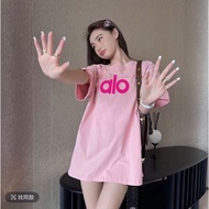 ALO Simple Letter T-shirt Pure Cotton Short Sleeve Fashion Brand Couple Wear