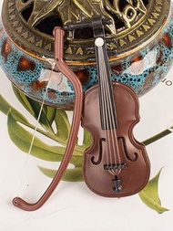 洋房迷你樂器道具套裝,包括復古仿製小提琴,適用於家庭游戲、盆栽、diy手工藝、裝飾、飾品、聖誕禮物