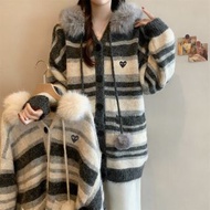 PLAY COMME des GARCONS川久保玲連帽條紋針織開衫 毛衣外套 開衫 開襟外套 冷衫 Knit Cardigan Jacket 件褸 外褸 Wool Cashmere