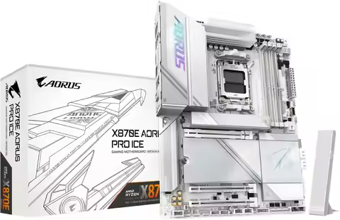 AORUS PRO ICE AMD AM5 LGA 1718 Motherboard, ATX, DDR5, 4X M.2, PCIe 5.0, USB4, WIFI7, 2.5GbE LAN, EZ