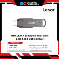 UFD LEXAR JumpDrive Dual Drive D400 64GB USB 3.2 Gen 1 up to 130MB/s LJDD400064G-BNQNG