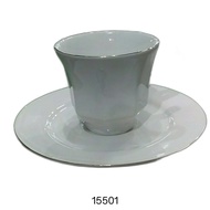 cangkir dan lepek SANGO 88501/45401/15501/41501/01301/68501 warna putih polos dengan list gold/silve