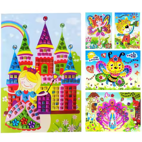 6 Pcs/Set Mosaic Diamond Handmade Craft DIY Stickers Crystal Paste Painting Mosaic Puzzle Educationa