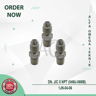 JIC 1/ 4" x NPT 3/ 8" HYDRAULIC HOSE DOUBLE NEPEL ADAPTOR 04MJ x 06MB