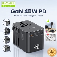 BAVIN PC2080 45W GaN PD Fast Charging Adapter Versatile Charger w/ 8-hole AC Socket &USB-C