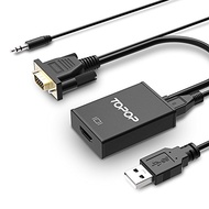 Topop VGA to HDMI Converter Adapter With Audio Support and USB Cable for PC Computer, Laptop, DVD player, projector, VGA