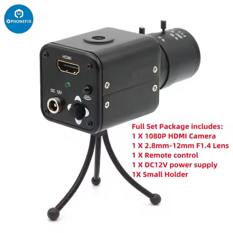 2MP 1080P HDMI Live Streaming Camera With 2.8-12mm F1.4 CS Mount Zoom Len Manual Zoom Industria Lens