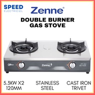 ZENNE DOUBLE BURNER GAS STOVE CAST IRON TRIVET KTM401 5.3KWx2 煤气炉 DAPUS GAS KUAT API