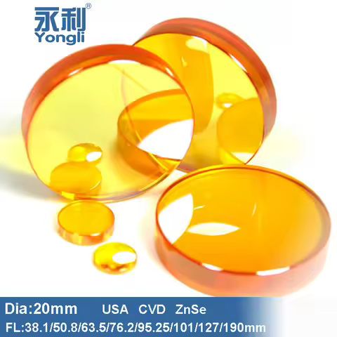 Yongli Focus Lens USA CVD ZnSe Diameter 20mm FL Options 38.1mm 50.8 63.5 101 76.2-190mm for CO2 Lase