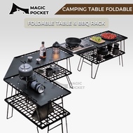 Campingmoon style camping table foldable meja lipat Portable Iron Steel table Mesh Camping BBQ Rack 