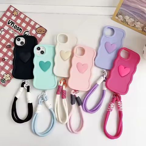 Love Heart Wavy Silicone Case On Vivo Y38 5G Y53S Y36 Y33S Y31 Y28 Y27 Y22S Y21 Y17S Y16 V30E V29E V