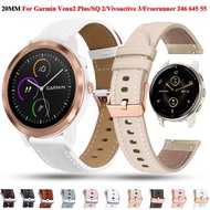 20mm Smart Watch Band For Garmin Vivoactive 3 Venu SQ 2 Venu2 Plus Forerunner 645 245 55 158 Leather Strap Watchband Accessories