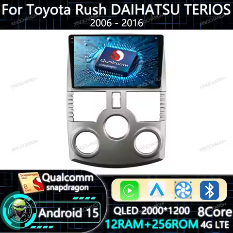 Android 15 Car Radio Carplay Auto For Toyota Rush DAIHATSU TERIOS 2006 - 2011 2016 Head Unit QLED Qu