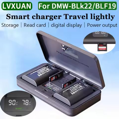 LVXUAN DMW-BLK22 Battrery Charger with SD Card Reading Function, For Panasonic DC-S5, S5 IIX, GH5 II