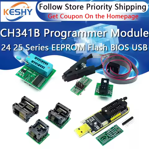 CH341B 24 25 Series EEPROM Flash BIOS CH341 USB Programmer Module + SOIC8 SOP8 Test Clip For EEPROM 