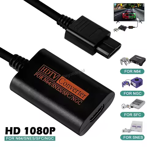 For N64 to HDMI-Compatible HDTV Converter Adapter for N64/Gamecube/SNES/GC Plug Play Full Digital 10