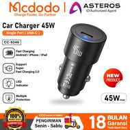 MCDODO Car Charger 45W Single Port USB C Fast Charging For iPad, iphone, Samsung 45w 2.0