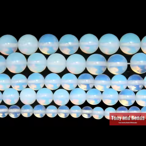Natural Stone Smooth White Opalite Quartz Loose Beads 15" Strand 4 6 8 10 12 14MM Pick Size For Jewe