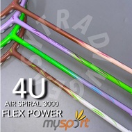 Flex Power Air Spiral 3000 Racket Badminton 4U 84g Max Tension 36 Lbs ( Head Heavy )