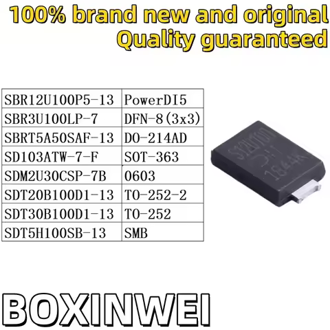 10PCS SBR12U100P5-13 SBR3U100LP-7 SBRT5A50SAF-13 SD103ATW-7-F SDM2U30CSP-7B SDT20B100D1-13 SDT30B100