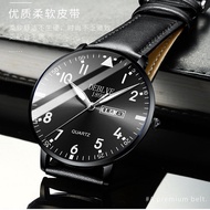 Đồng hồ nam siêu mỏng thời trang DEBLVE Số lớn thời trang Mặt tròn chuyển động thạch anh Dây đeo bằn