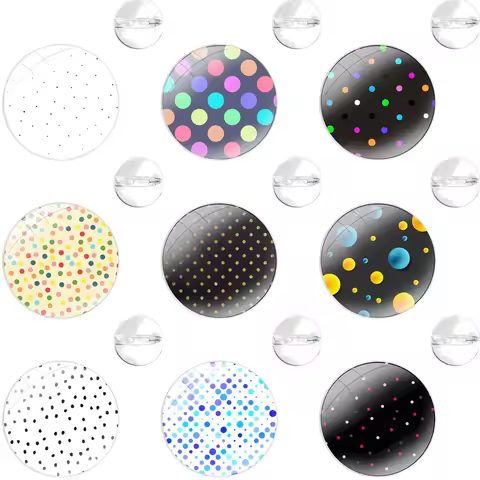 Polka dots Glass Dome Brooches Shirt Lapel Bag Cute Badge Pins For Clothes Hat Accessories