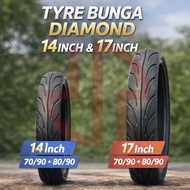 TAYAR DIAMOND COMBO SET 17inch / 14inch DEPAN & BELAKANG TYRE BUNGA CUTTING MAXXIS DIAMOND TUBELESS 