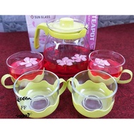Sun Glass Teapot Glass Size 700-800ml 4pcs 150ml Glass
