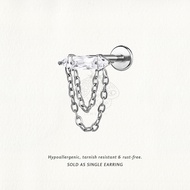 Nora Ana Baguette Triangle Ends Threaded Stud Flatback Earring Titanium ASTM-F136 Surgical Implant G