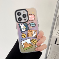 Iphone case Matte Gradient Color Changing Rabbit and Bear iphone 6 7 8 plus x xr xs 11 12 13 14 15pr