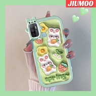 เคส JIUMOO สำหรับ OPPO A53 4G A53s 4G A11s A33 A32 2020 3D ลายดอกไม้กระต่ายสตรอเบอร์รี่สีสันสดใสน่ารักมอนสเตอร์ตัวเล็กเลนส์กล้องถ่ายรูปแบบนิ่มซิลิโคนเคสใสกันกระแทกแบบใสง่ายเคสป้องกัน