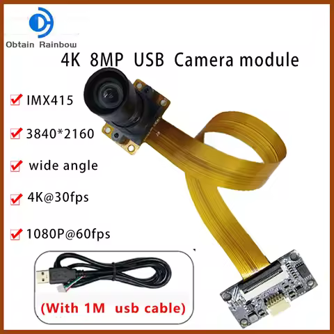 3840*2160 4K HD CMOS IMX415 90 Degree USB 2.0 Camera Module 30FPS MJPEG, YUY2 OTG UVC Plug and Play 
