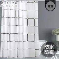 aisuru - [黑方格浴簾] 防水防霉加厚PEVA浴簾配塑料C環 (180*200cm)