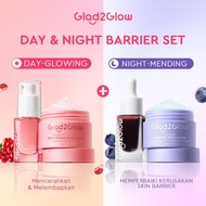 Glad2Glow DAY & Night Barrier Bundle 4in1 - 4 PCS Skincare Package - Blueberry Ceramide Moisturizer 