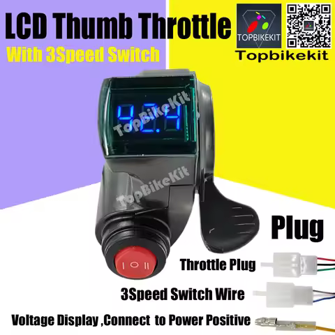 12V 24V 36V 48V 60V 72V E-bike Bike Thumb Throttle with Lock/3Speed Switch LCD Display Gas for Elect