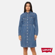 Levis 女款 合身長版牛仔洋裝 / 襯衫式順腰設計 / 經典外套母扣 人氣新品