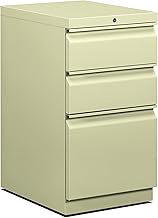 HON Brigade Mobile Pedestal | 2 Box / 1 File Drawer | Radius Pull | 15"W | Putty Finish