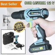 Wireless Electric Cordless Power Drill Bor Listrik 12V Bisa Di Cas Charger Rechargeable Tanpa Kabel 
