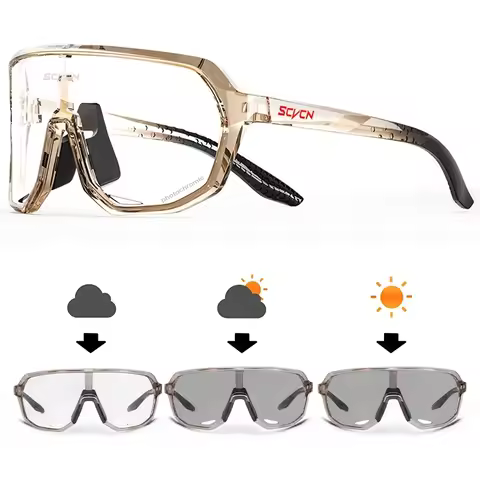 Scvcn Cycling Glasses Photochromic Mens Bike Sunglasses for Mountain Bicycle Eyewear Cycle Goggles S