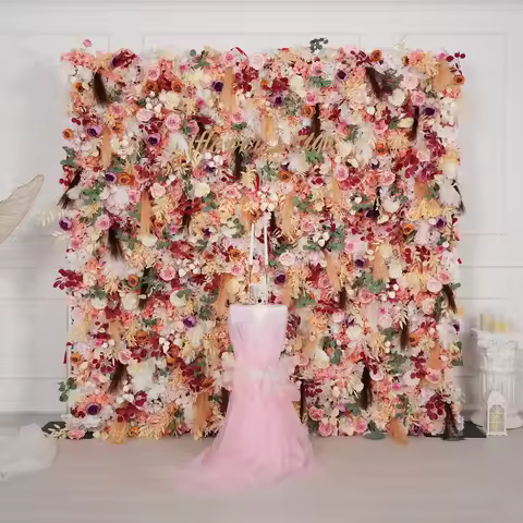 Uflower 5D Romantic Flower Wall Wedding Backdrop Birthday Party Decoration Banquet Live Streaming Ba