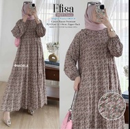 Dikirim RANDOM (Mengikuti stok yang ada) - Dress Midi Rempel Rayon Premium Motif Busui Resleting dep