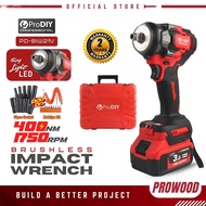 PRODIY 400NM Brushless Impact Wrench 1750RPM Cordless Driver Torque 1/2 inch Powerful Impact Gun Scr