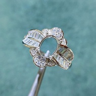 Three Ring Holder Female Two-Color Oval 5 * 7MM Inlaid Crystal Gemstone Three Ring Holder Empty Hold