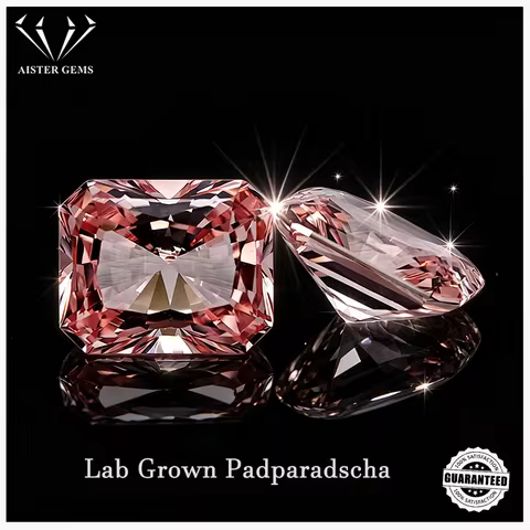 Lab Grown Padparadscha Stone Radiant Cut Synthetic Corundum Gemstones Sunset Orange Color Gemstones 